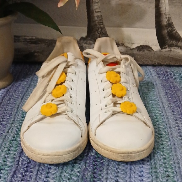 adidas White Sneakers with Yellow Floral Accents - Picture 2 of 6